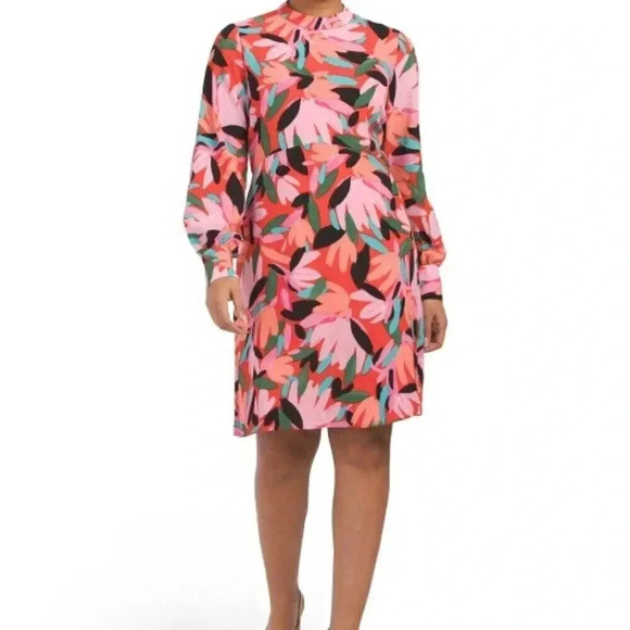 Printed Mini Dress (Poppy Pink) - Picture 1 of 2